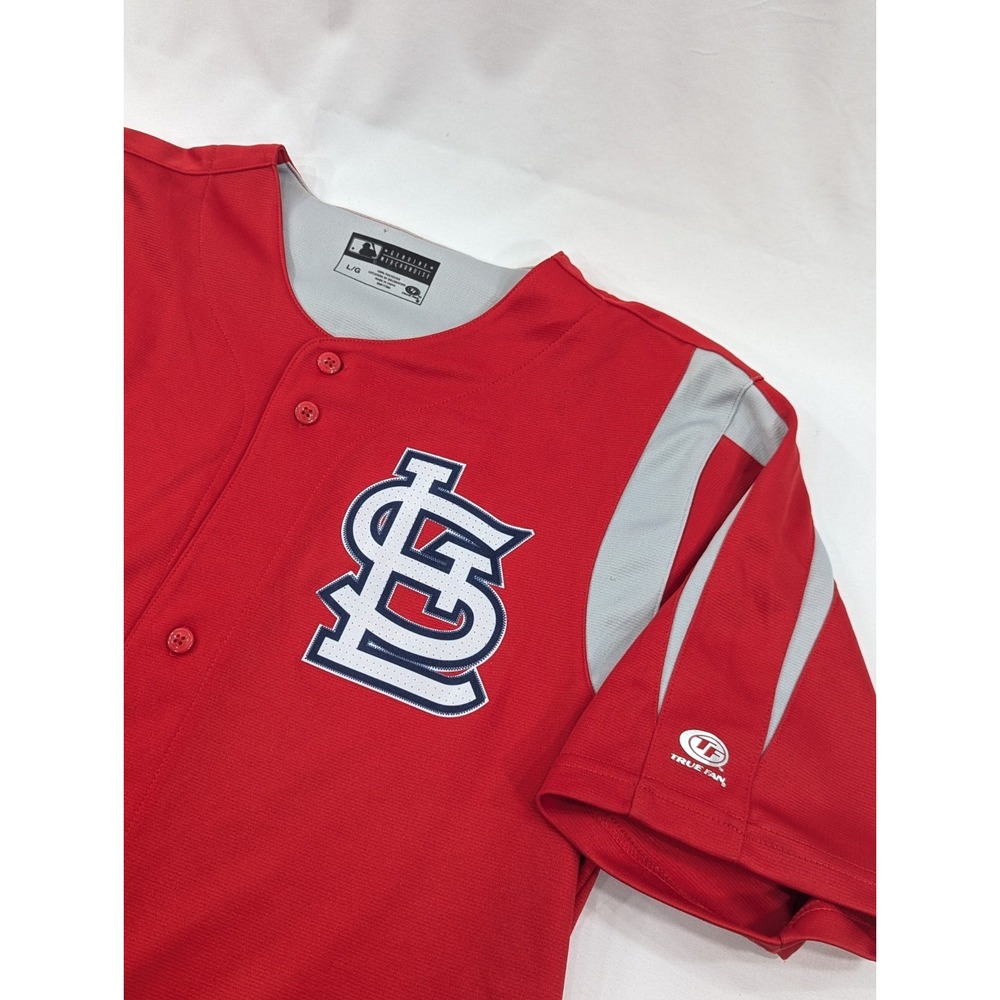 St Louis Cardinals Baseball Jersey Mens Large Red True Fan Short‎ Sleeve MLB